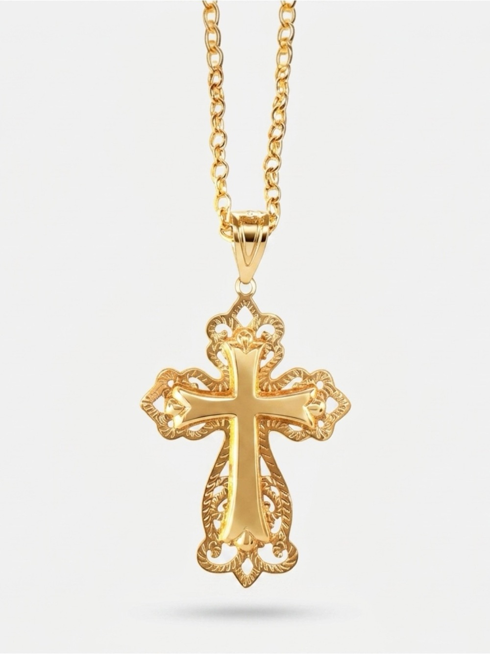14k Gold Cross Pendant Necklace by MILOR